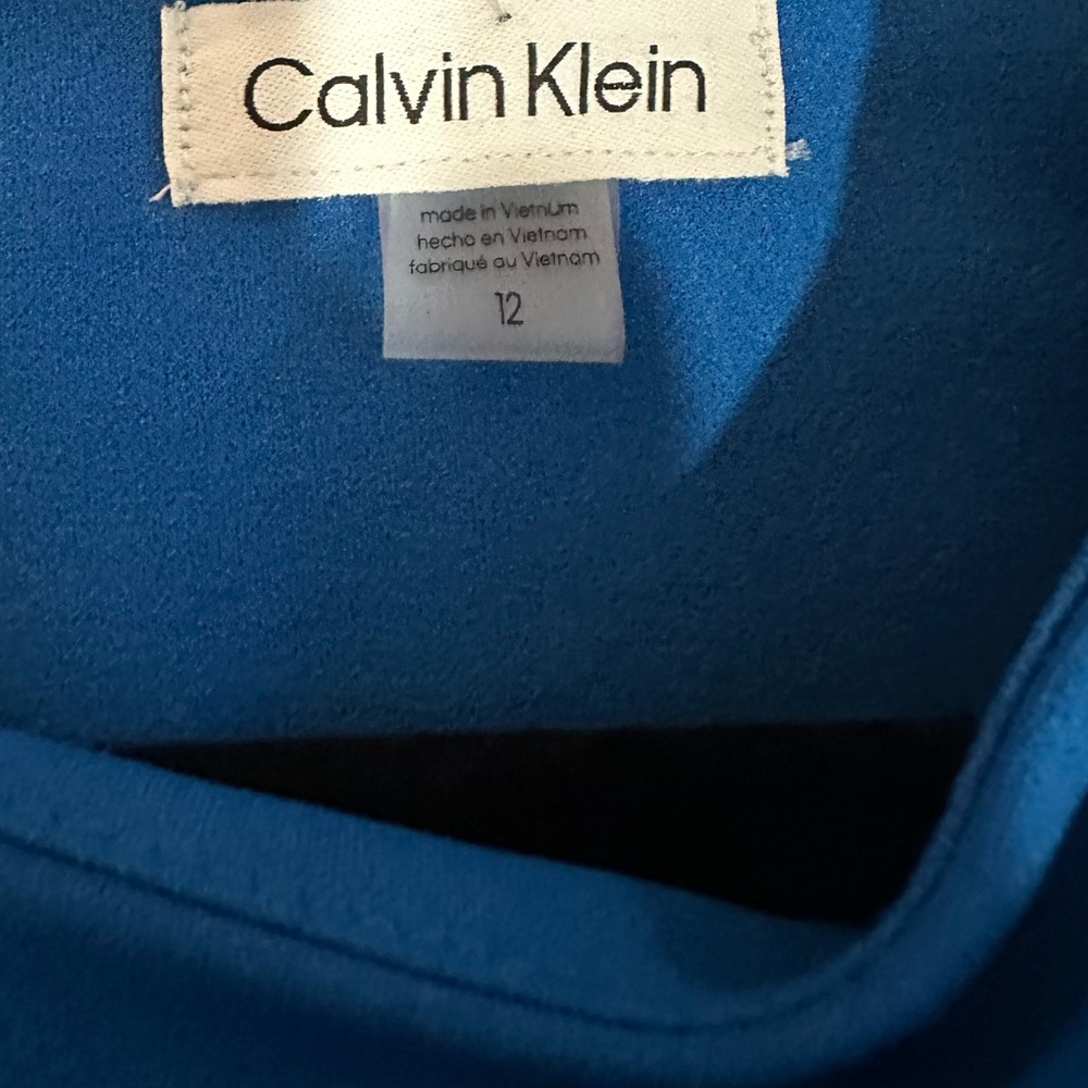 NWT CALVIN KLEIN Classic Fit Blue Flare Midi Dress, Size 12 - Picture 11 of 13